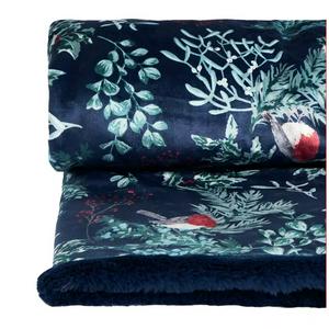 Sainsbury's Home Printed Velvet Robin Throw - Blue - gallery image 4
