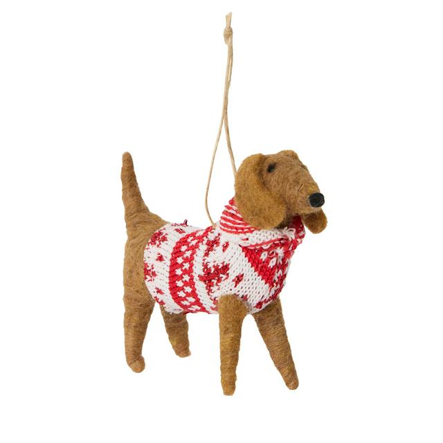 Sainsbury's Home Felt Sausage Dog in Jumper Hanging Decoration - gallery image 1