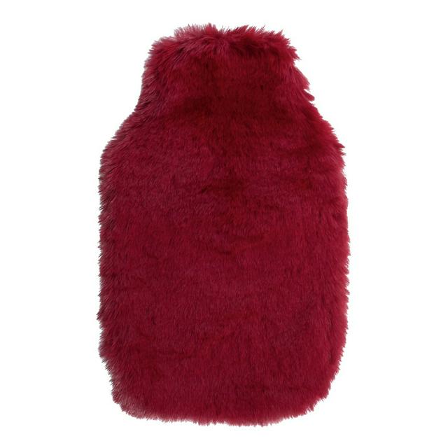 Sainsbury's Home Faux Fur Hot Water Bottle - Burgundy - gallery image 1