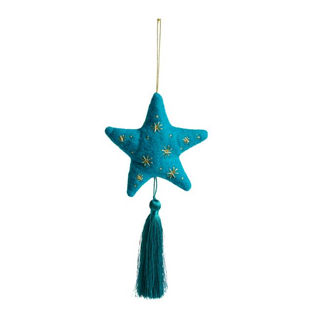 Sainsbury's Home Oversized Tassle Star - Blue - gallery image 1