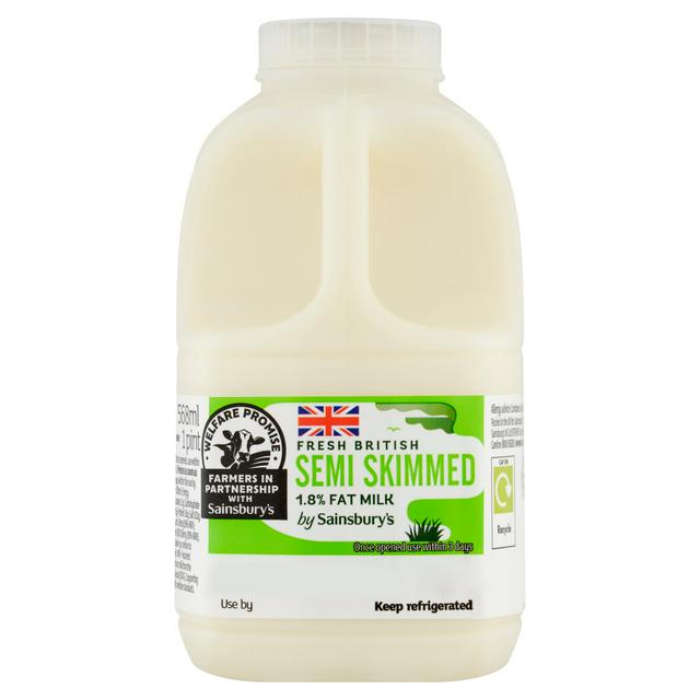 Sainsbury s British Semi Skimmed Milk 1 Pint 0 9 Compare Prices