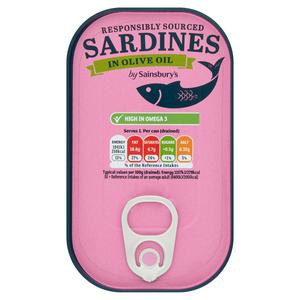 Sainsbury's Sardines in Olive Oil 120g (90g*)