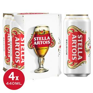 Stella Artois Premium Lager Beer Cans 4x440ml