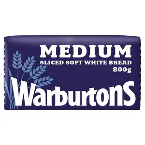 Warburtons Medium Sliced White Bread 800g