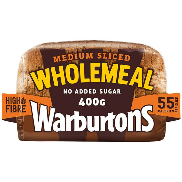 Warburtons Medium Sliced Wholemeal Bread 400g