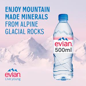 Evian Natural Bottled Mineral Still Water 6x500ml - gallery image 2