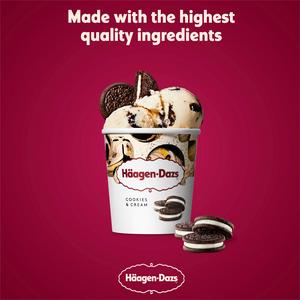 Haagen-Dazs Cookies & Cream Ice Cream Frozen Dessert Tub 460ml - gallery image 2