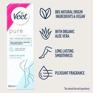 Veet Pure Hair Removal Cream Body & Legs for Sensitive Skin 100ml - gallery image 2