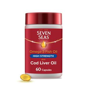 Seven Seas Cod Liver Oil High Strength Gelatine Free Omega-3 60 Caps