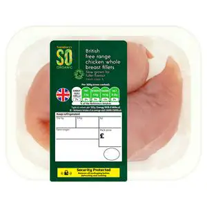 Sainsbury's Free Range British Chicken Breast Fillets, SO Organic (Approx.325g)