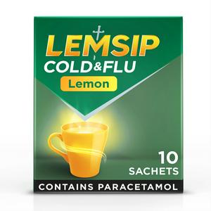 Lemsip Cold & Flu Lemon Paracetamol Sachets X 10s