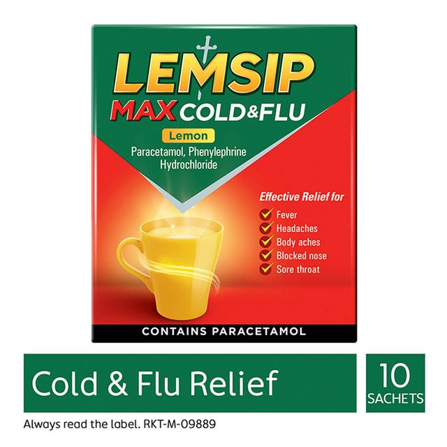 Lemsip Max Cold & Flu Remedy Sachets, Lemon x10
