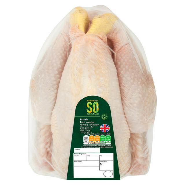 Sainsbury's Free Range Whole Fresh British Chicken, So Organic  (approx.1.7kg)