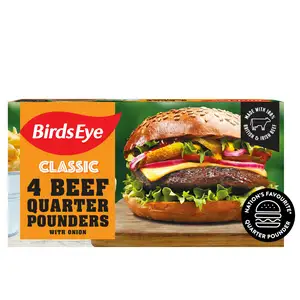 Birds Eye Classic Beef Quarter Pounders with Onion x4 454g