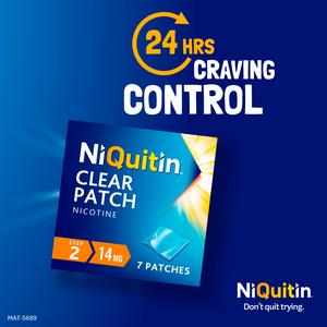 NiQuitin Clear Patch Step 2 Quit Smoking Aid - 7 Nicotine Patches for 1 Weeks Treatment 14mg - gallery image 3