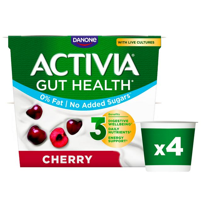 Activia Cherry No Added Sugar Fat Free Yogurt 4x115g