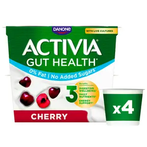 Activia Cherry No Added Sugar Fat Free Yogurt 4x115g