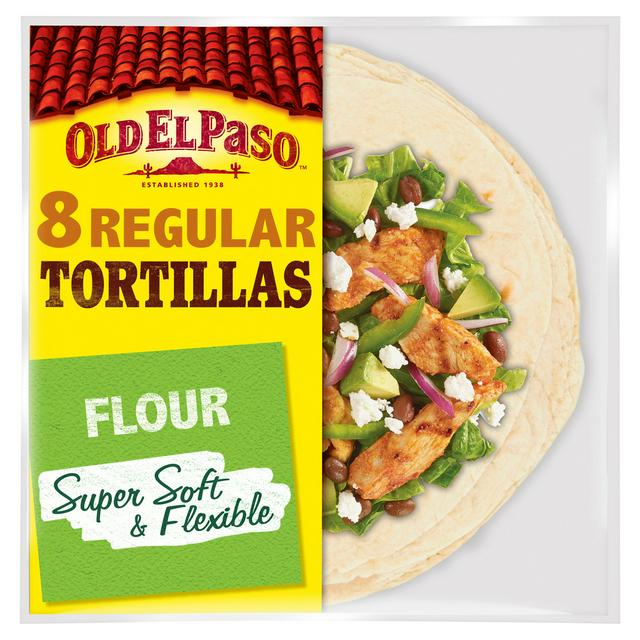 Old El Paso Regular Soft Flour Tortilla Wraps x8 326g