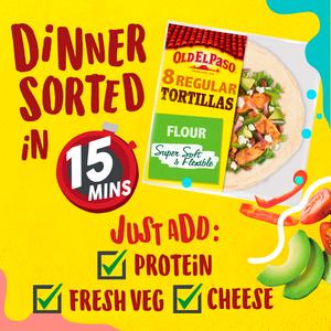 Old El Paso Mexican Regular Soft Flour Tortilla Wraps x8 326g - gallery image 2