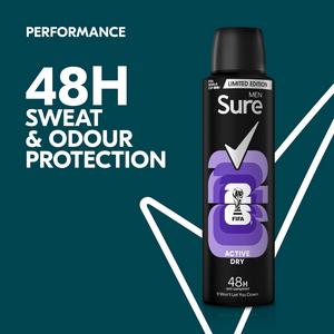 Sure 48hr Men Active Dry Antiperspirant Deodorant Aerosol 150ml - gallery image 2