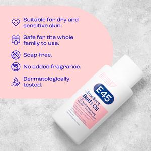 E45 Emollient Bath Oil to Moisturise Dry, Itchy Skin on Body & Hands 500ml - gallery image 2