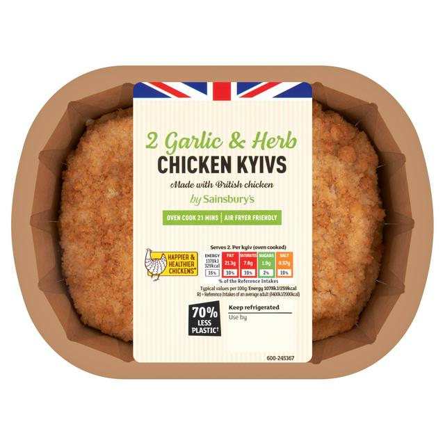 Sainsbury S Fresh British Chicken Breaded Kiev With Garlic Herb Butter X2 260g Sainsbury S