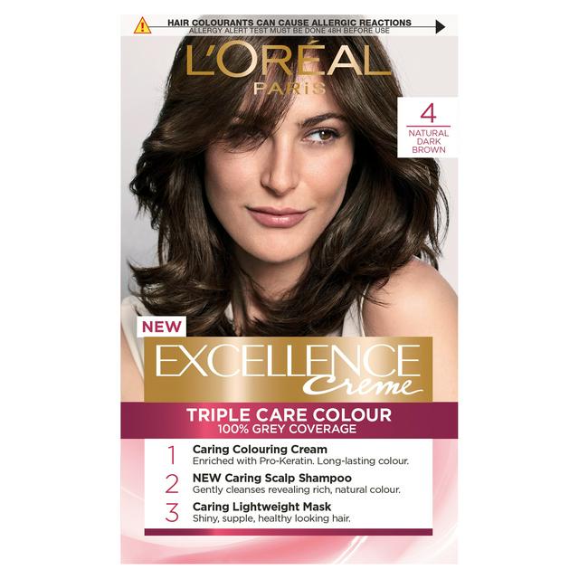L'Oreal Paris Excellence Permanent Hair Dye Dark Brown 4 | Sainsbury's