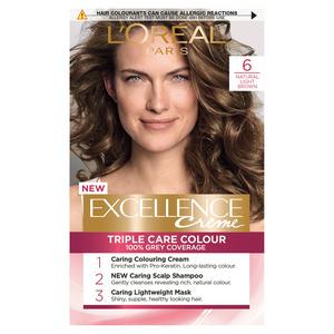 L'Oreal Paris Excellence Permanent Hair Dye Natural Light Brown 6 |  Sainsbury's