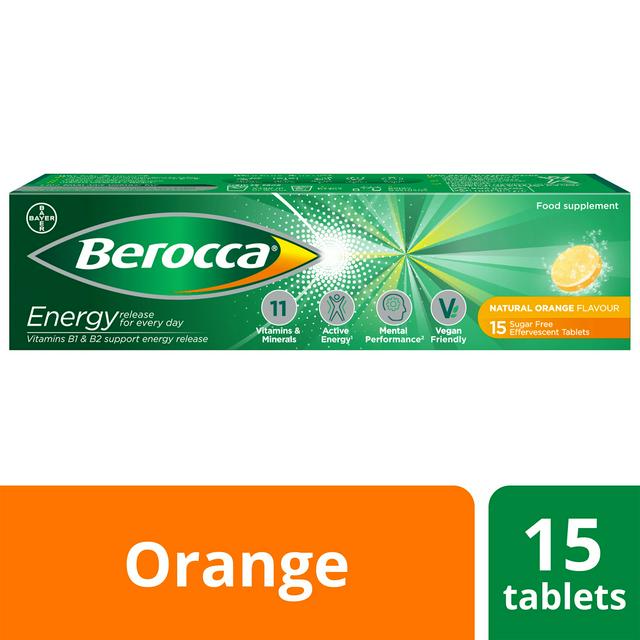 Berocca Orange Energy Effervescent Vitamin Tablets x15