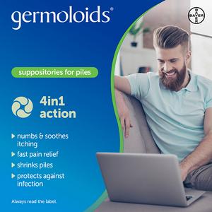 Germoloids Haemorrhoids Suppositories Pack x24 - gallery image 3