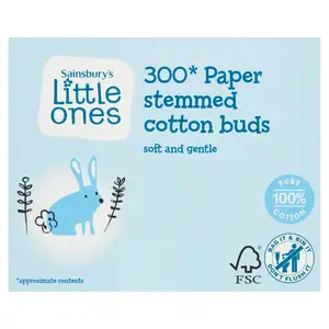 Sainsbury's Little Ones Cotton Buds Paper Stemmed x300