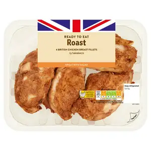 Sainsbury's Roast Boneless Cooked British Chicken Breast x4 480g