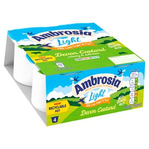 Ambrosia Light 4 x 120g Low Fat & Reduced Sugar Custard Dessert Snack Pots - gallery image 2