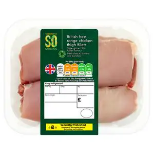 Sainsbury's Free Range British Chicken Thigh Fillets, SO Organic (Approx. 360g)