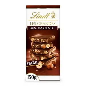 Lindt Les Grandes Dark Chocolate Hazelnut Bar 150g