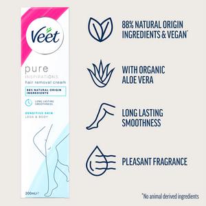 Veet Pure Hair Wax Cream Body & Legs for Sensitive Skin 200ml - gallery image 2
