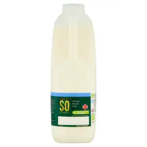 Sainsbury's British Whole Milk, SO Organic 1.13L (2 pint)