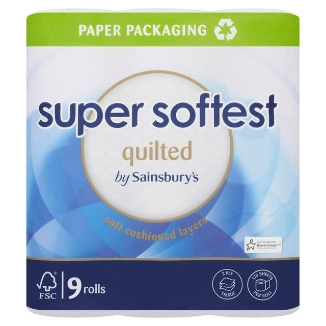 Sainsbury's Super Soft Toilet Tissue, Quilted x9 Rolls