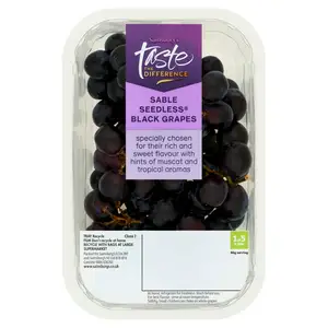 Sainsbury's Black Sable Seedless Grapes, Taste the Difference 400g