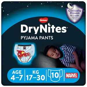 Huggies DryNites Boys Pyjama Pants for Bedwetting Age 4-7 Years 10 Nappy Pants