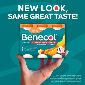 Benecol Peach & Apricot No Added Sugar Yogurt Drink 6x67.5g - gallery image 2