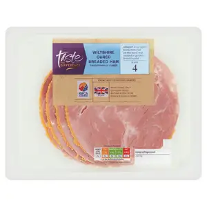 Sainsbury's British Breaded Wiltshire Cured Ham x4 slices, Taste the Difference 120g