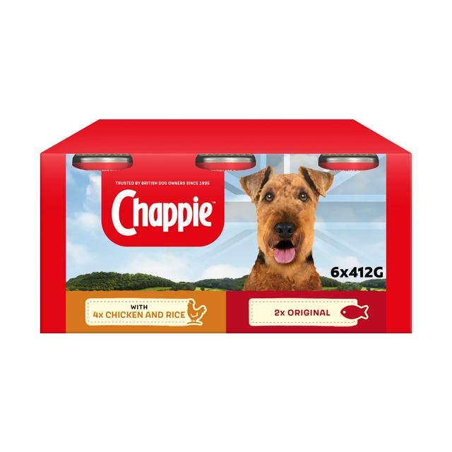 Chappie Wet Adult 1+ Dog Food Tin Favourites in Loaf 6x412g