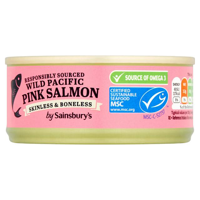 Sainsburys Wild Pacific Pink Salmon, Skinless & Boneless 105g