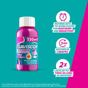 Gaviscon Double Action Heartburn & Indigestion Mint 150ml - gallery image 3