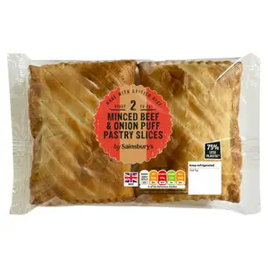 Sainsbury's Minced Beef & Onion Puff Pastry Slices x2 300g