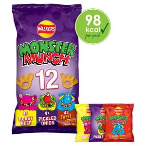 Walkers Monster Munch Variety Multipack Crisps Snacks 12x20g - gallery image 2