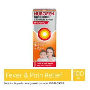 Nurofen for Children Ibuprofen Strawberry Oral Suspension 3 Months to 9 Years 100ml