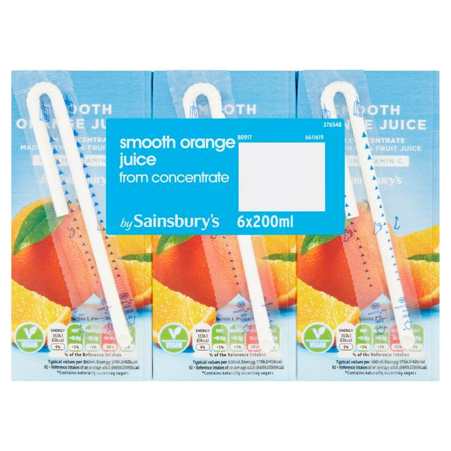 Sainsbury’s Pure Orange Juice 6x200ml