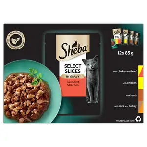 Sheba Select Slices Succulent Selection in Gravy Cat Food Pouches 12 x 85g